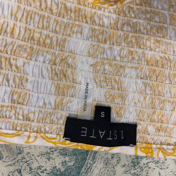 1 State puff sleeve yellow smocked dress S - Picture 6 of 10